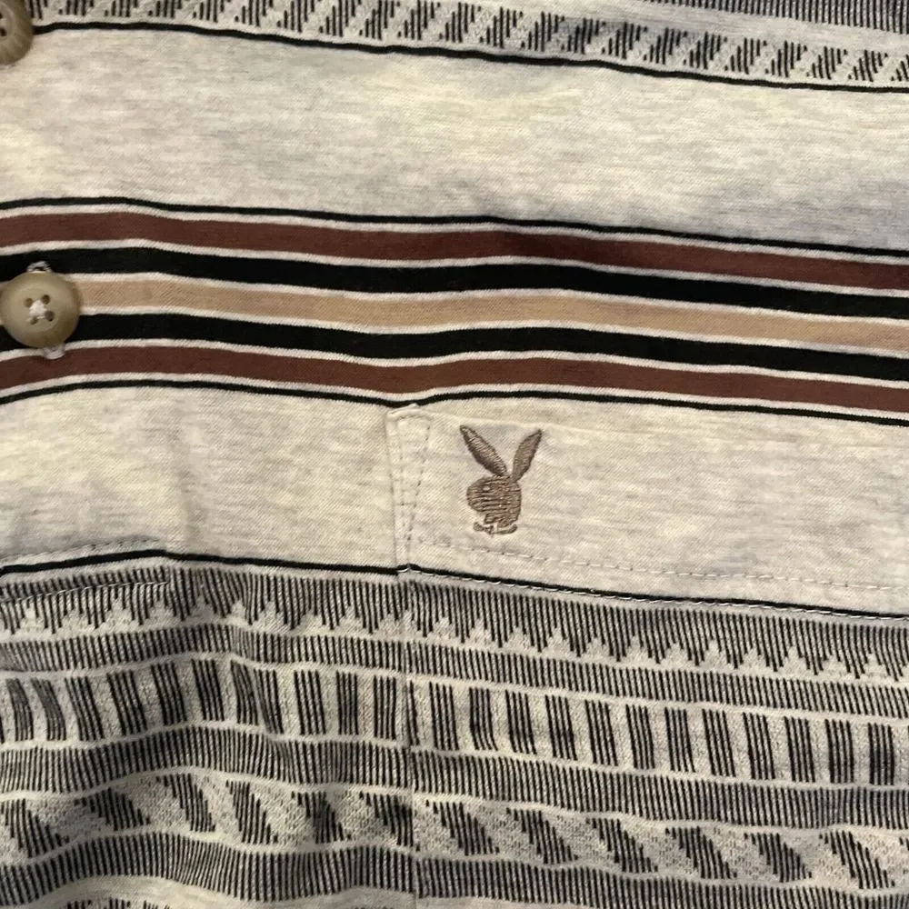 Vintage Playboy Men's Polo‎ Shirt Short Sleeve Size Medium M Front Pocket READ